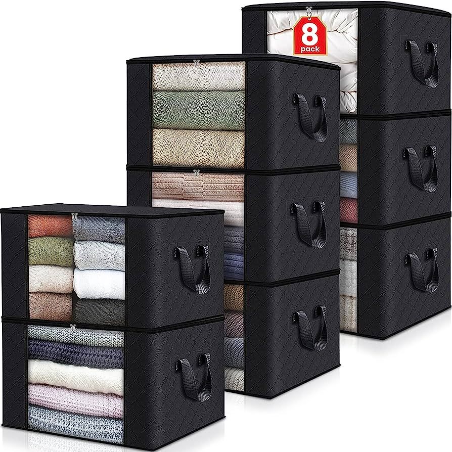 Fab totes 8-Pack Clothes Storage, Foldable Blanket Storage Bags, Storage Containers for Organizin... | Amazon (US)