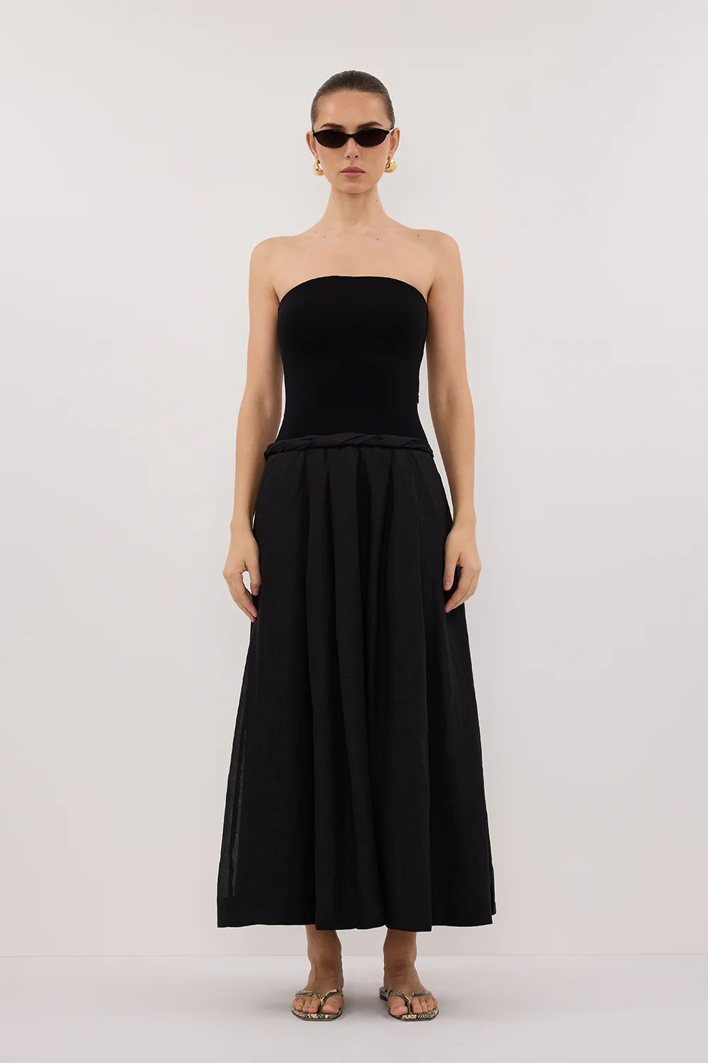 COCO BLACK HYBRID MIDI DRESS | DISSH