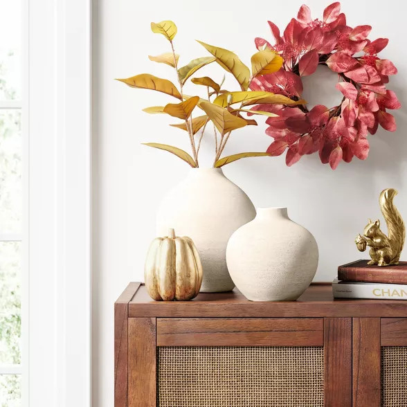 7" x 7" Earthenware Fall Edit Texture Vase White - Threshold™ | Target