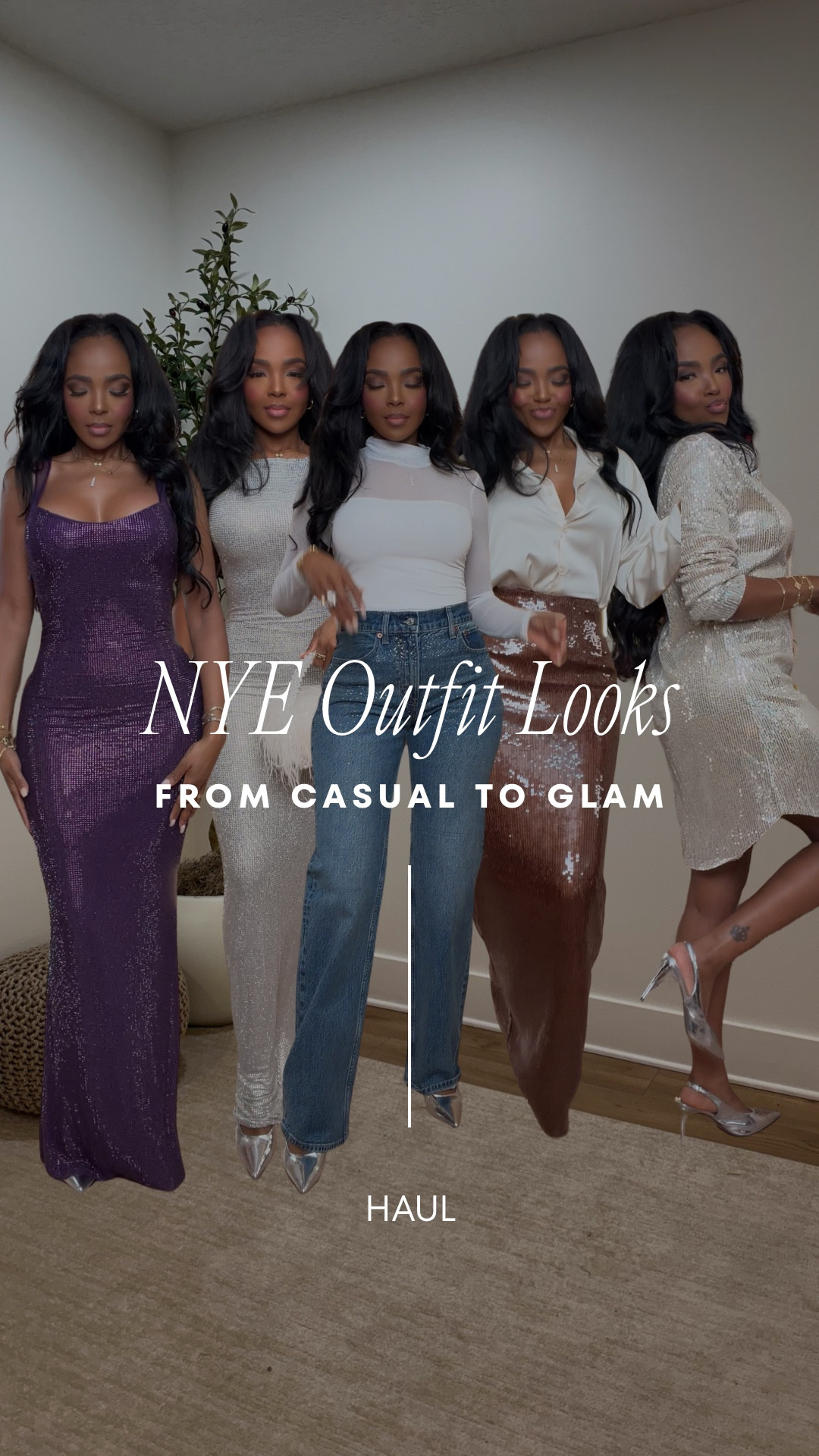 NYE outfit ideas for every type of plan — casual dinner, house party, cocktail night, or full glam moment ✨

EVERYTHING LINKED BELOW 👇🏽 

These looks go from sparkly dresses to elevated denim and sequins, so you’re covered no matter how you’re ringing in the new year.

Fit + notes:
• Purple sequin dress: stretchy, body-hugging, true to size
• Silver sequin dress: fitted with stretch, great for formal NYE plans
• White top + denim: casual NYE option, jeans true to size
• Brown sequin skirt look: skirt has stretch, blouse relaxed fit
• Silver mini dress: true to size, perfect for late-night celebrations

Size small I’m 5’4 | 140lbs | 36D -27 -40  IG & YT: kirasfashionfinds TT: kiraabboud 

All pieces are linked and easy to shop for New Year’s Eve, holiday parties, and winter events 🥂✨

#LTKPetite #LTKHoliday
