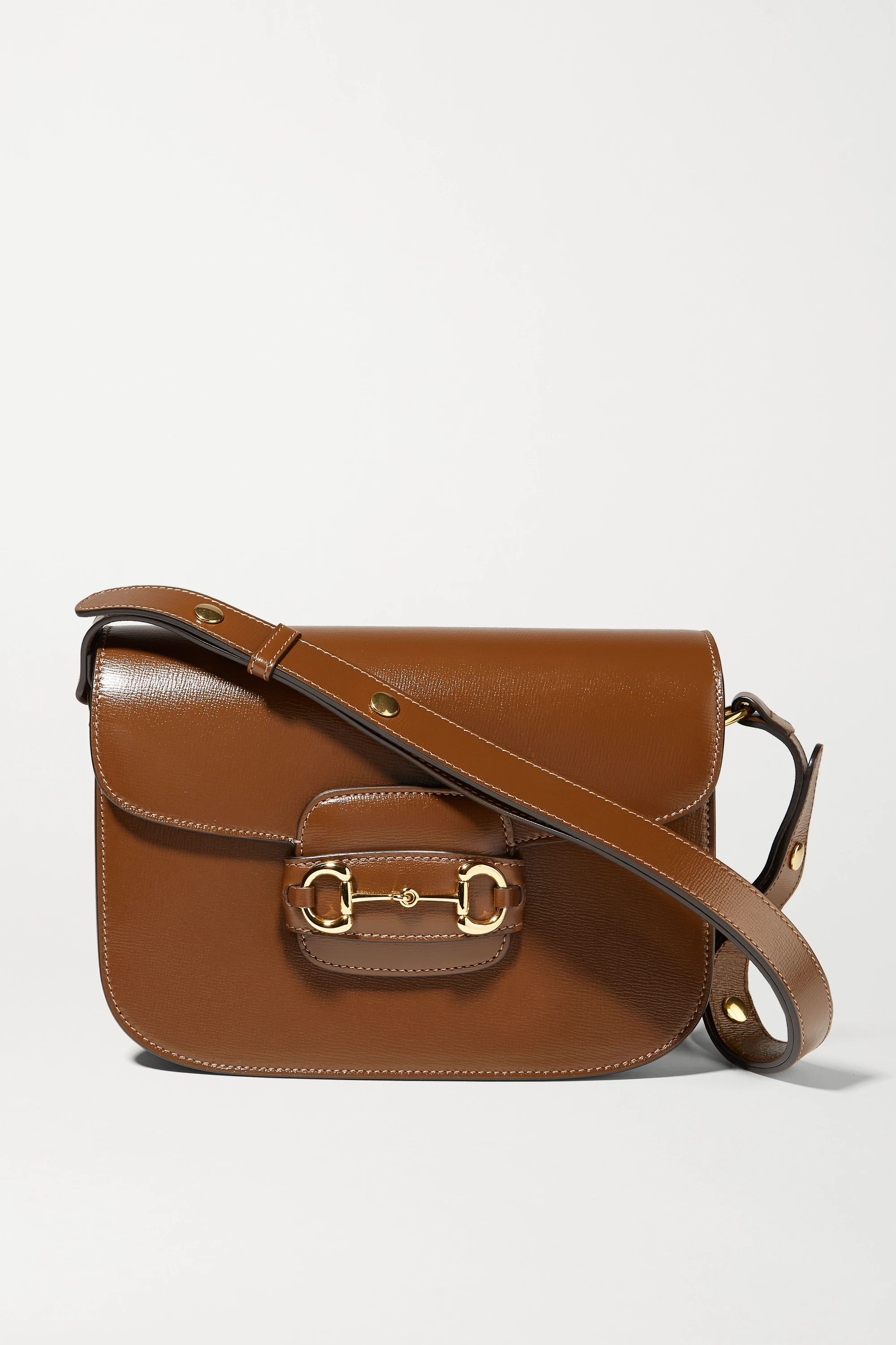 Chocolate 1955 horsebit-detailed leather shoulder bag | Gucci | NET-A-PORTER | NET-A-PORTER (UK & EU)