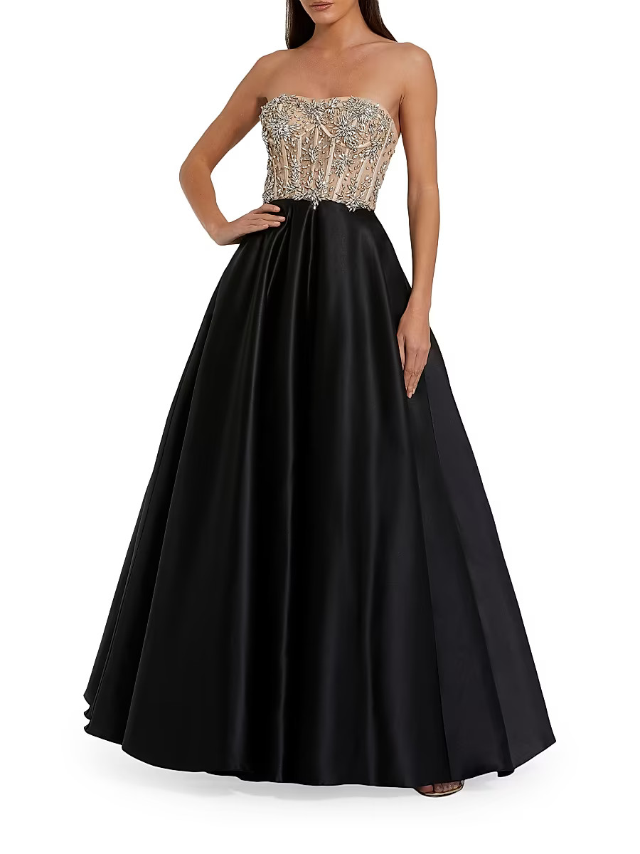 Women's Embellished Bustier Strapless Ballgown - Black - Size 8 | Saks Fifth Avenue
