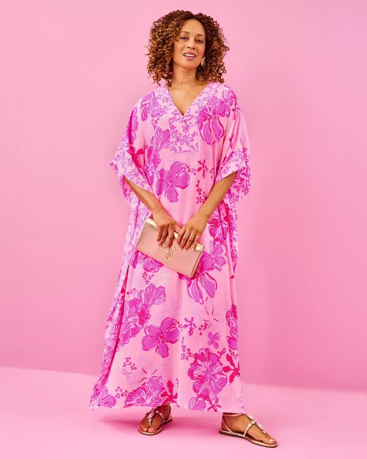 Levy V-Neck Silk Maxi Caftan | Lilly Pulitzer