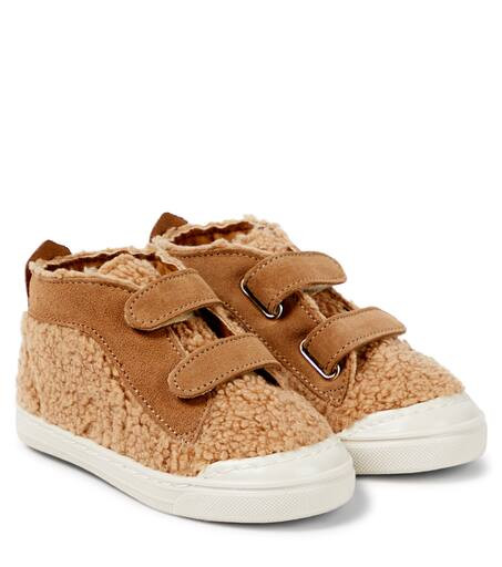 Leather-trimmed teddy sneakers | Mytheresa (US/CA)