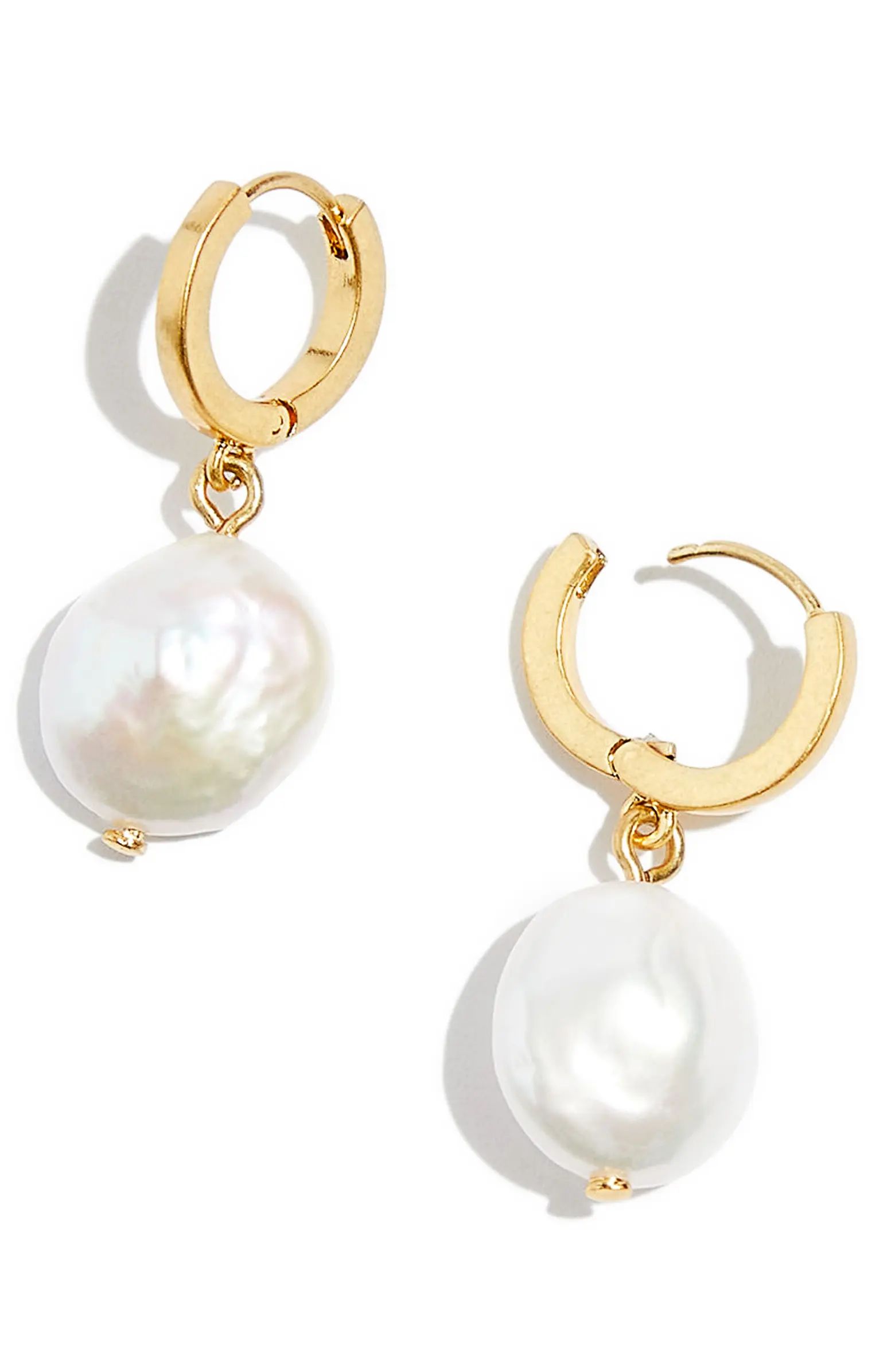 Freshwater Coin Pearl Huggie Hoop Earrings | Nordstrom