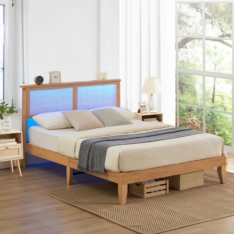 Stavern Mid Century Natural Platform Bed | Wayfair North America