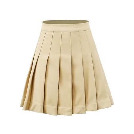A2Y Women s Solid Zipper Pleated Mini Skirts Khaki S | Walmart (US)