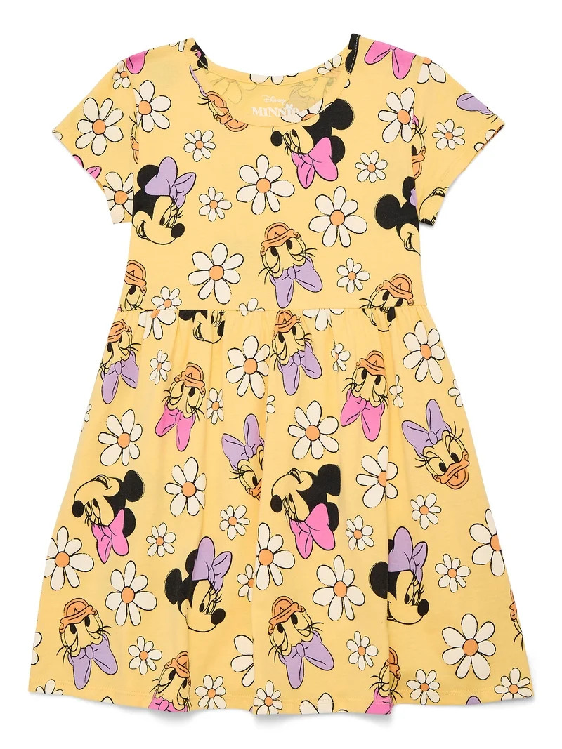 Minnie Mouse Girls' Print Dress with Short Sleeves, Sizes 4-12 | Walmart (US)