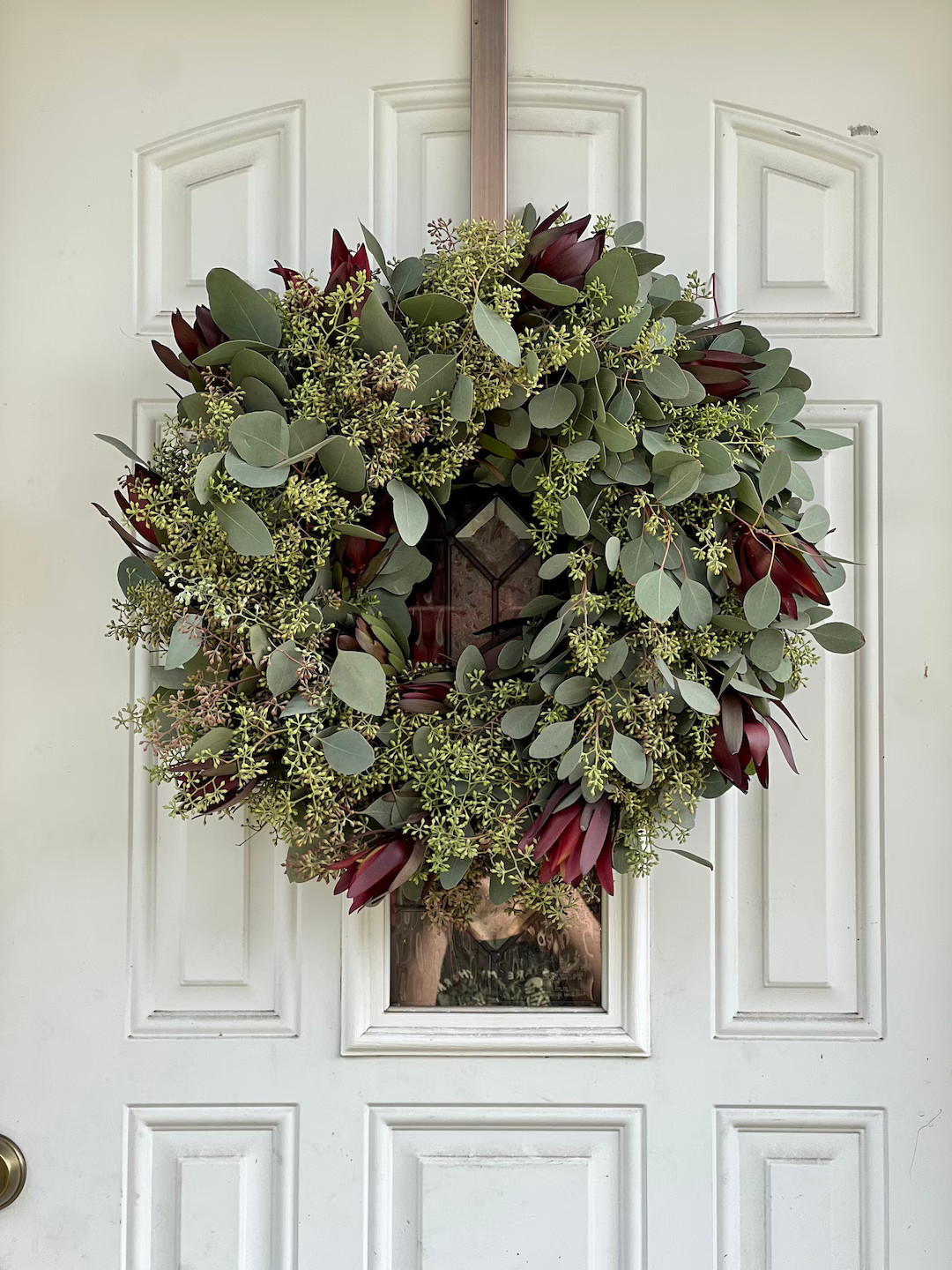 Fresh Wreath, Seeded Eucalyptus and Safari Sunset Leucadendron Winter Christmas Greenery Wreath a... | Etsy (US)