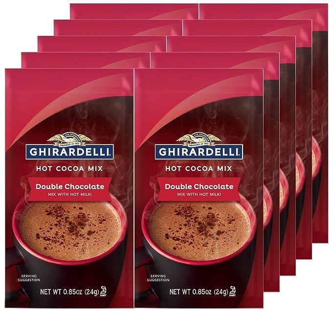 Ghirardelli Double Chocolate Hot Cocoa Mix, 0.85-Ounce Packets (Pack of 10) | Amazon (US)
