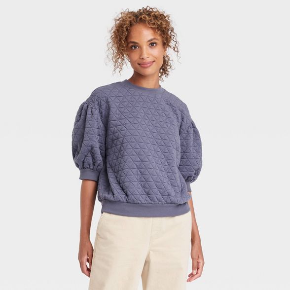 Women's 3/4 Sleeve Quilted Pullover Sweatshirt - A New Day™ | Target