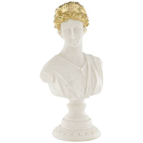 Matte White 16 1/2" High Women Bust Sculpture with Gold Hair | LampsPlus.com