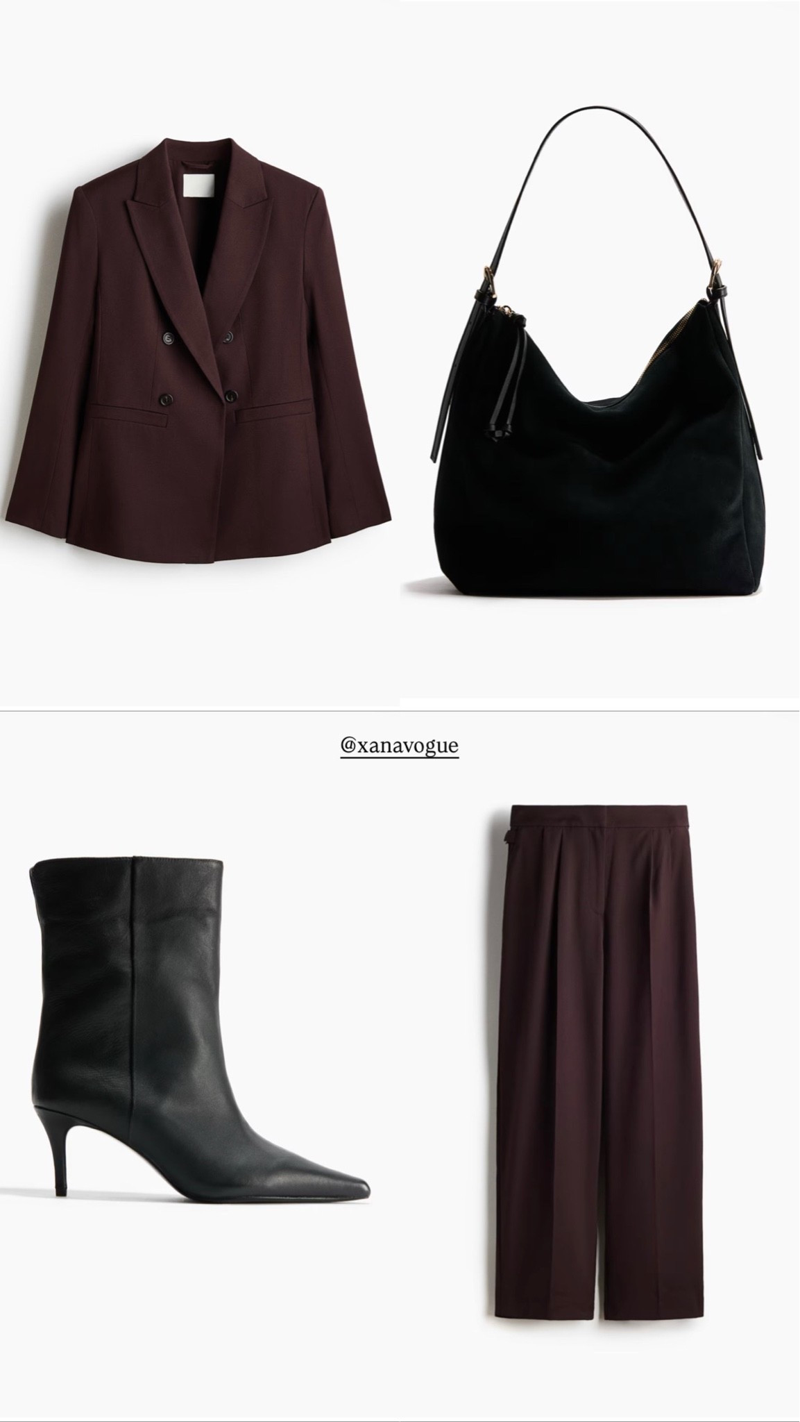 Dark Brown Matching Suit Set 🍁

Chocolate brown tailoring is an absolute must-have this fall. A dark brown double-breasted blazer paired with matching pleated tailored trousers, black heeled ankle boots and a sleek black shoulder bag. A sophisticated two-piece suit that feels polished without being too formal. Wear it to the office, for meetings, city days or an elegant dinner. Style the pieces separately for even more outfit combinations.

🔎 chocolate brown suit, matching blazer and trousers, brown tailored outfit, fall workwear, office outfit women, business casual outfit, elegant trouser suit, autumn capsule wardrobe