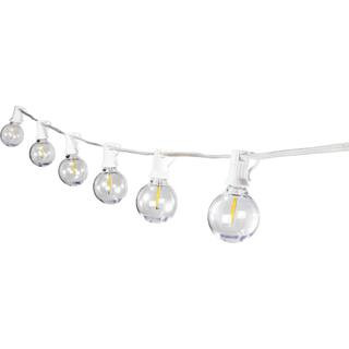 Bistro Outdoor/Indoor 25 ft. Plug-In LED Globe Bulb 25 String Light in White - Shatter Resistant | The Home Depot