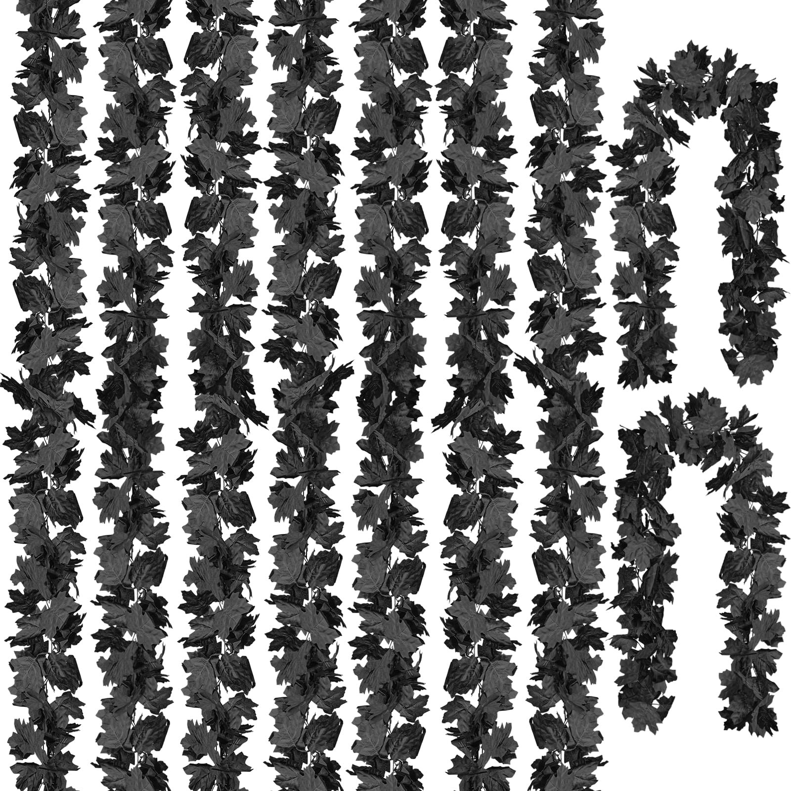 CQURE 9 Pack Black Fall Leaf Garland, Total 53.1Ft Halloween Garland Hanging Vines Artificial Fal... | Amazon (US)