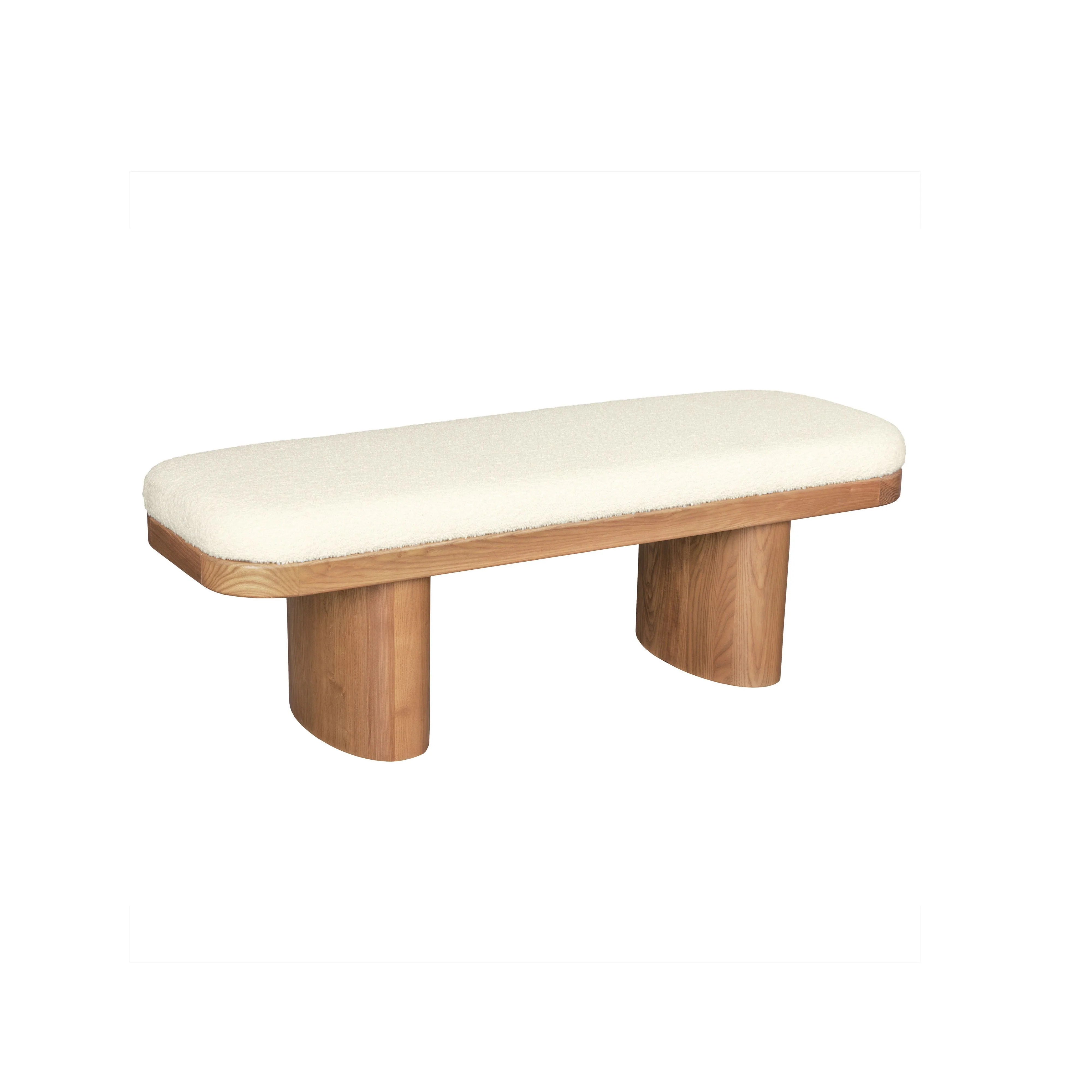 Ollie 48" White Performance Boucle Wooden Bench | TOV Furniture