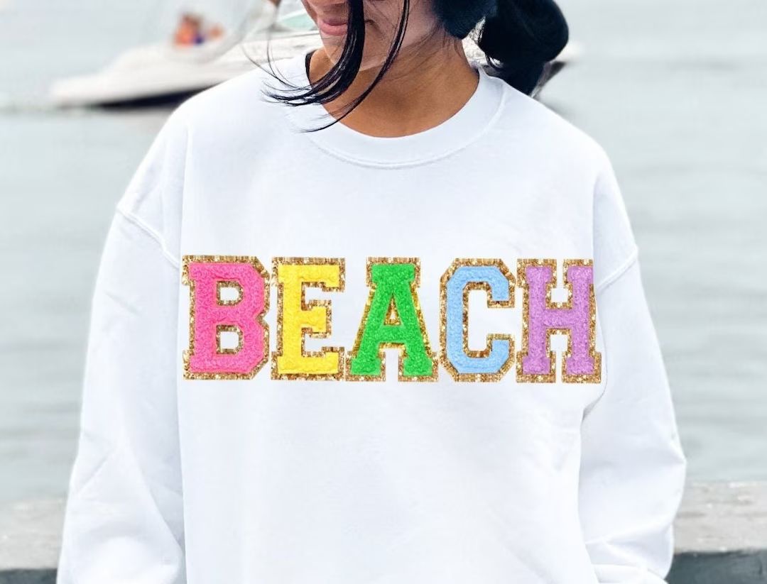 Chenille Patch Beach Sweatshirt. Embroidered Beach Shirt, Beach TShirts | Etsy (US)