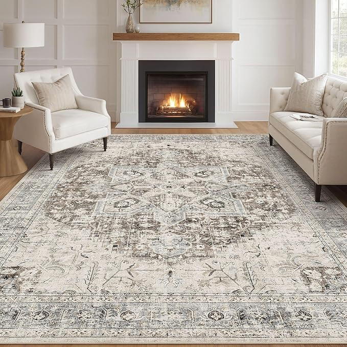 Tortania Area Rug Living Room Rugs - 9x12 Washable Boho Rug Vintage Oriental Distressed Farmhouse... | Amazon (US)