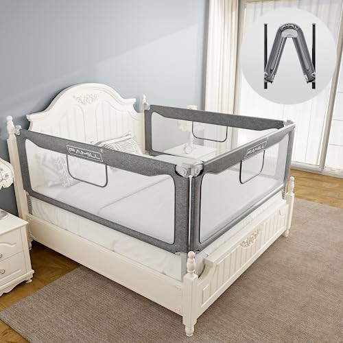 FAMILL Bed Rail for Toddlers, 2 Minutes Assembly Foldable Guard for Baby, Toddler Bed Rails Suitable for Queen/King/Full/Twin Size, Grey, 78.7", 1 Side | Amazon (US)