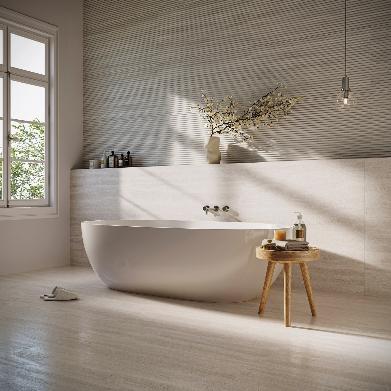 Tivoli 24" x 48" Natural Matte Porcelain Convesso Fluted Deco in Alba | Bedrosians Tile and Stone