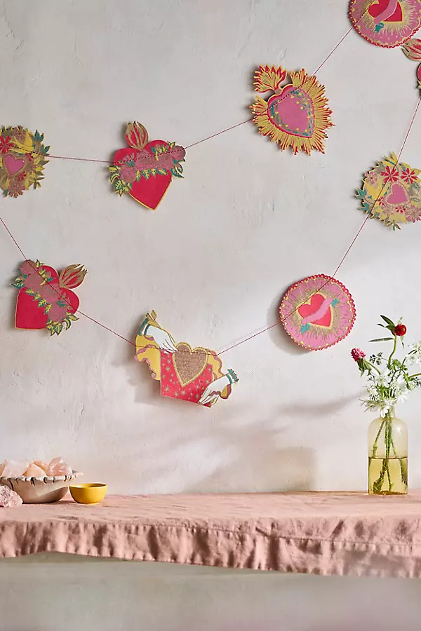 Heart Medallions Paper Garland in Red at Terrain | Terrain