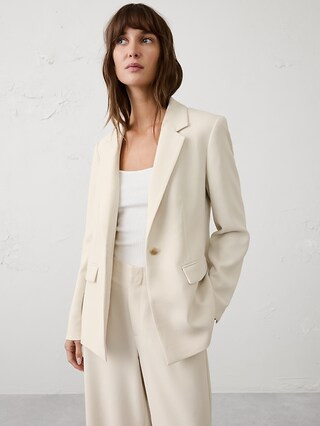 Sculpted Stretch Crepe Long Blazer | Banana Republic Factory