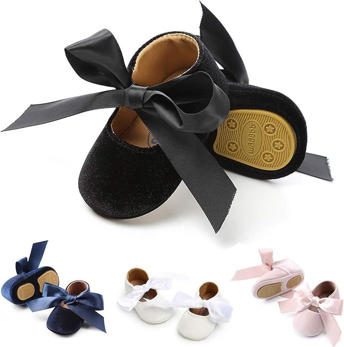 KIDSUN Infant Baby Girls Mary Jane Shoes Non-Slip Rubber Sole Ballet Slippers Princess Dress Wedd... | Amazon (US)