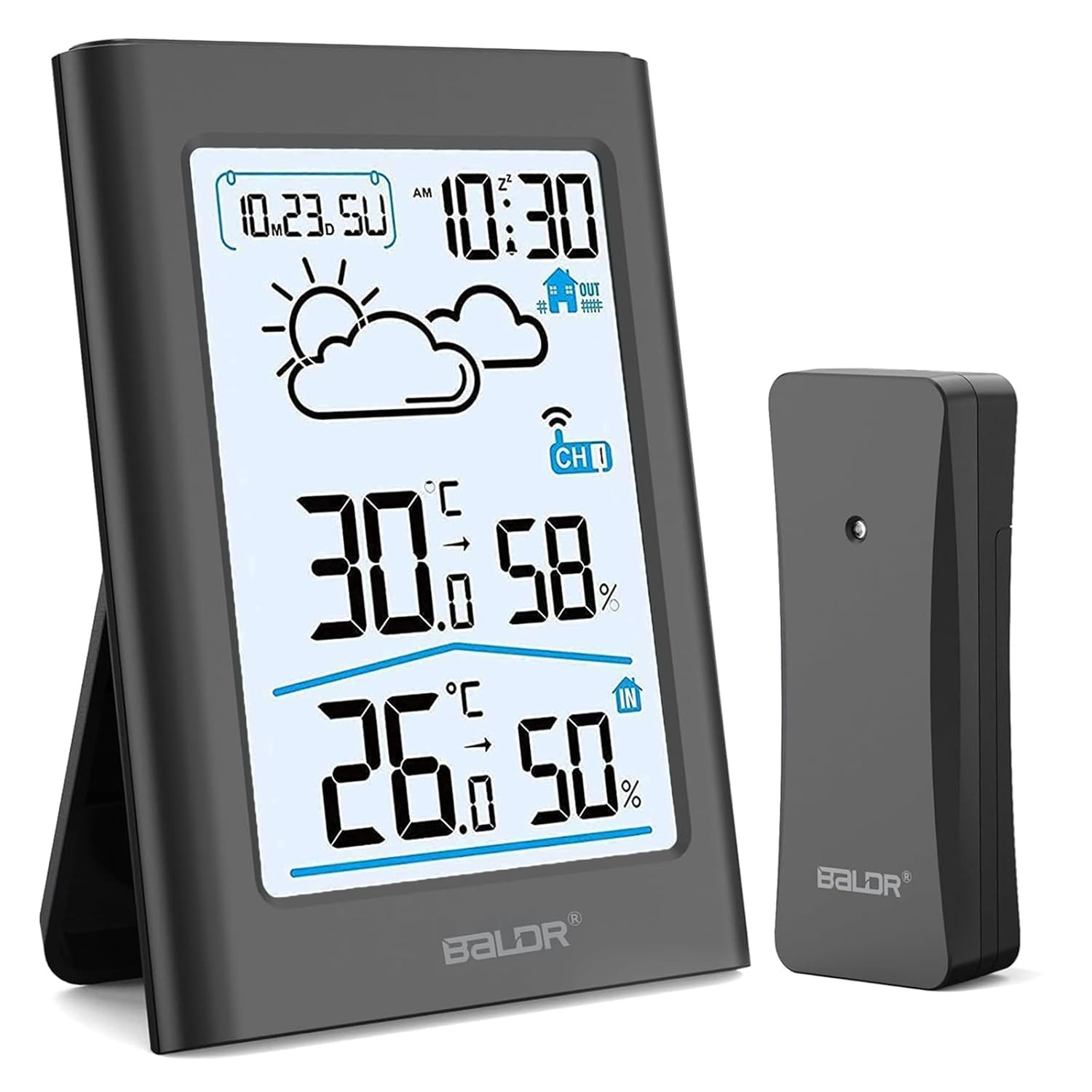 BALDR Indoor Outdoor Thermometer Wireless, Battery Powered Weather Station Indoor Outdoor with Cl... | Amazon (US)
