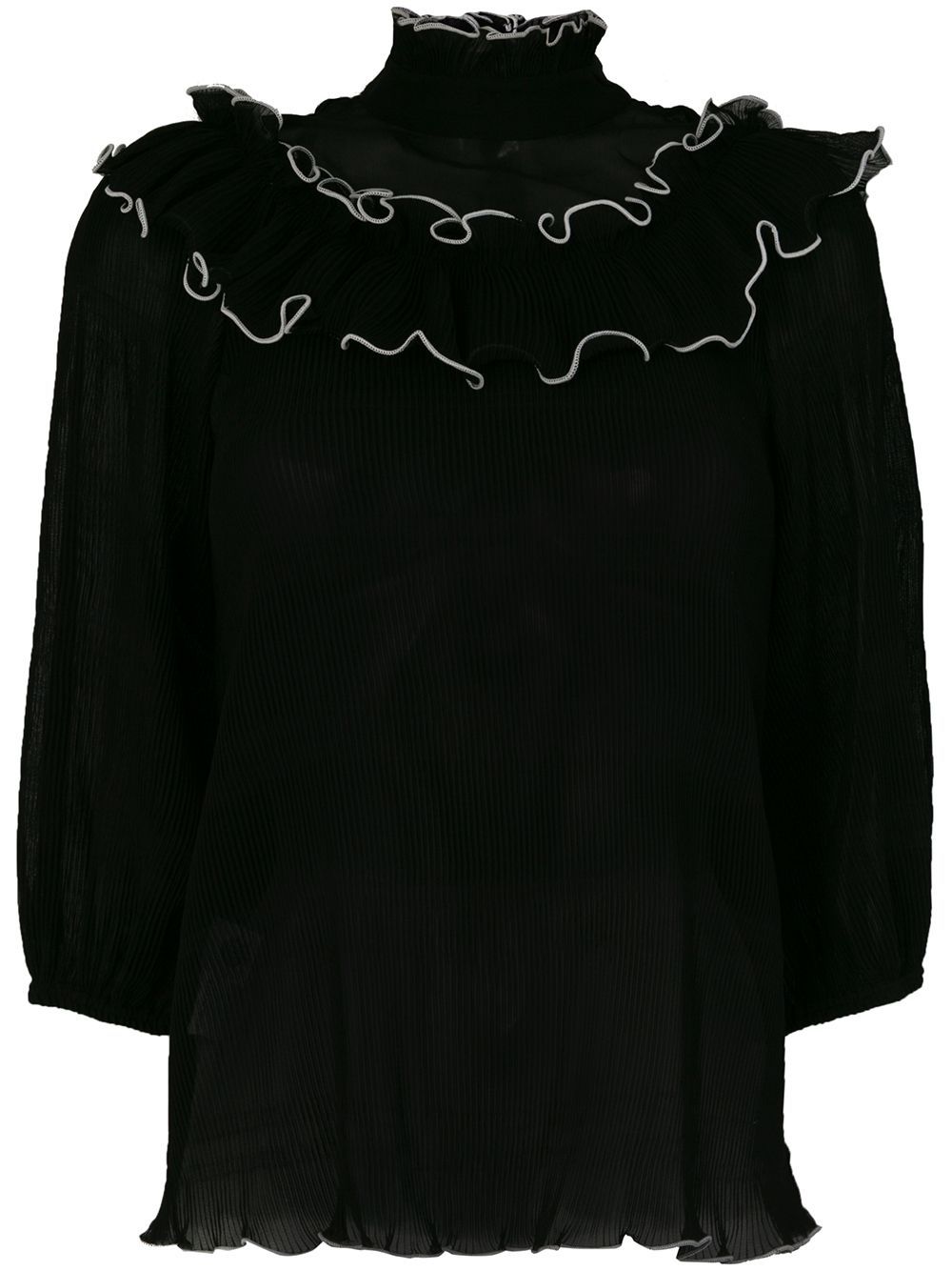 Ganni ruffled blouse - Black | FarFetch US