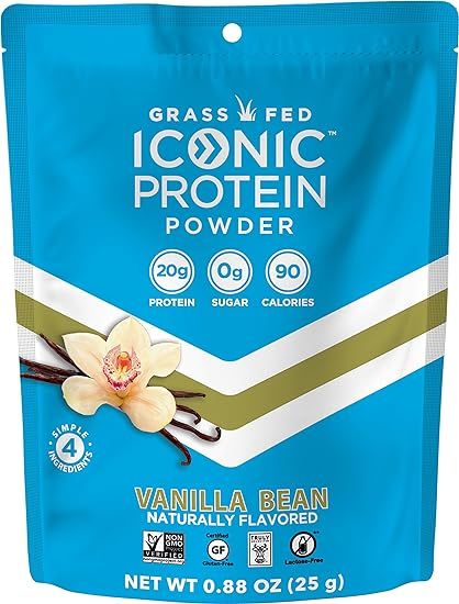 Iconic Protein Powder, Vanilla Bean, Single Serve | Sugar Free, Low Carb Protein Shake | 20g Gras... | Amazon (US)