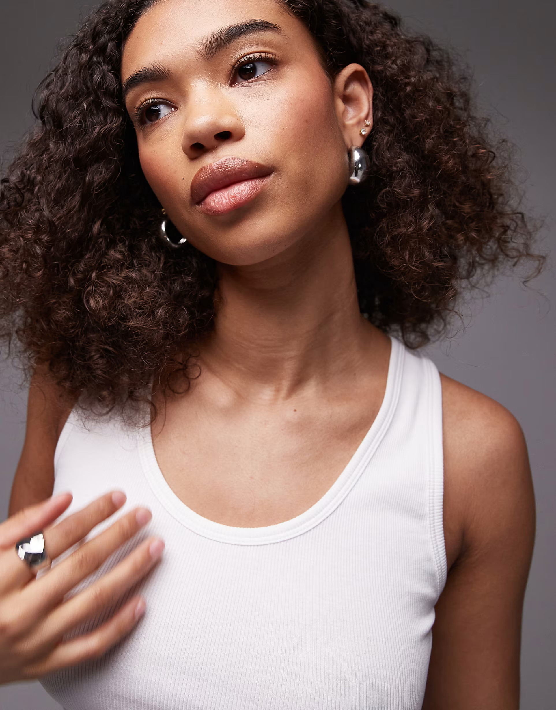 ARKET jersey ribbed tank top with scoop neck in white | ASOS | ASOS (Global)