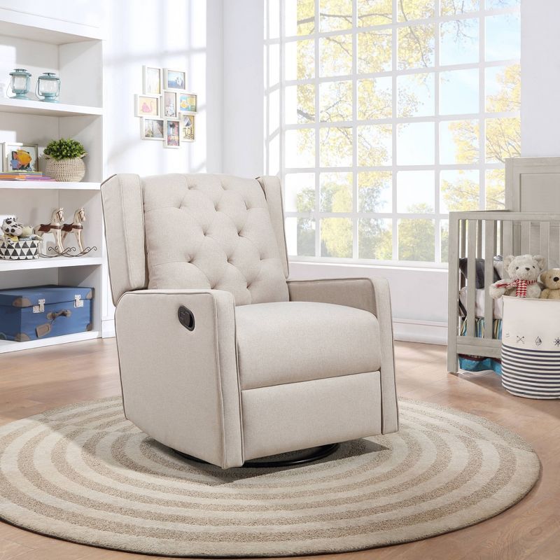 Suite Bebe Bryton Gliding Swivel Recliner Accent Chair - Tufted Latte Fabric | Target