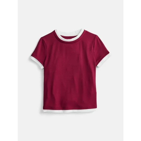 Weekend Academy Girls Layered Tee with Short Sleeves, Sizes 4-18 | Walmart (US)