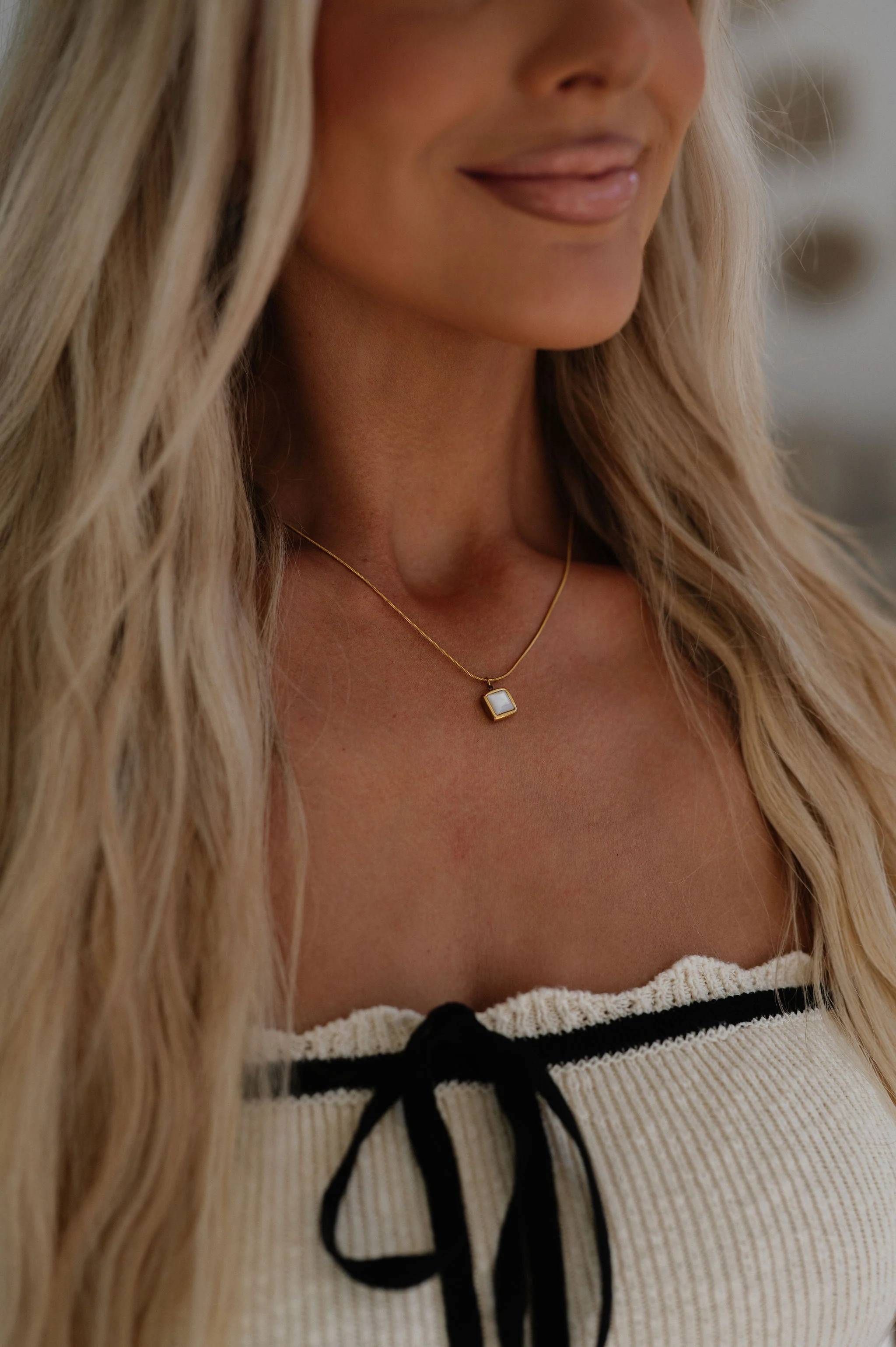 Erica Square Charm Necklace | These Three