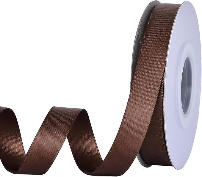 YAMA Brown Double Faced Satin Ribbon 5/8 Inch 25 Yards Brown Ribbon for Gift Wrapping Crafts Hair... | Amazon (US)