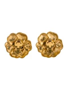 Vintage Camellia Clip-On Earrings | The RealReal