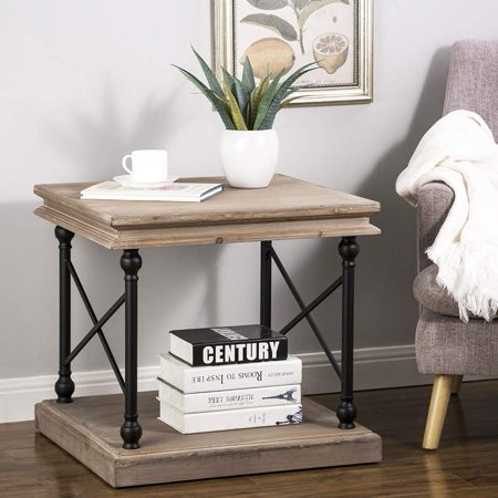 Cynthiady Rustic End Table Wood Square Side Table with Storage Farmhouse Sofa Table Distressed Side  | Walmart (US)
