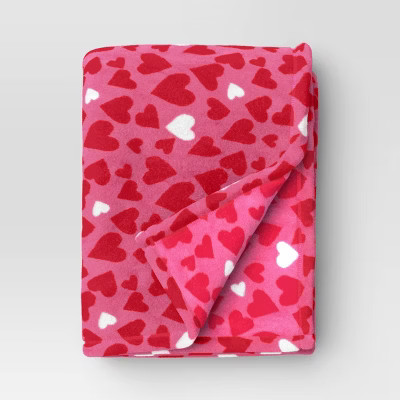 Recycled Printed Plush Throw Paper Cut Heart Red - Room Essentials™ | Target