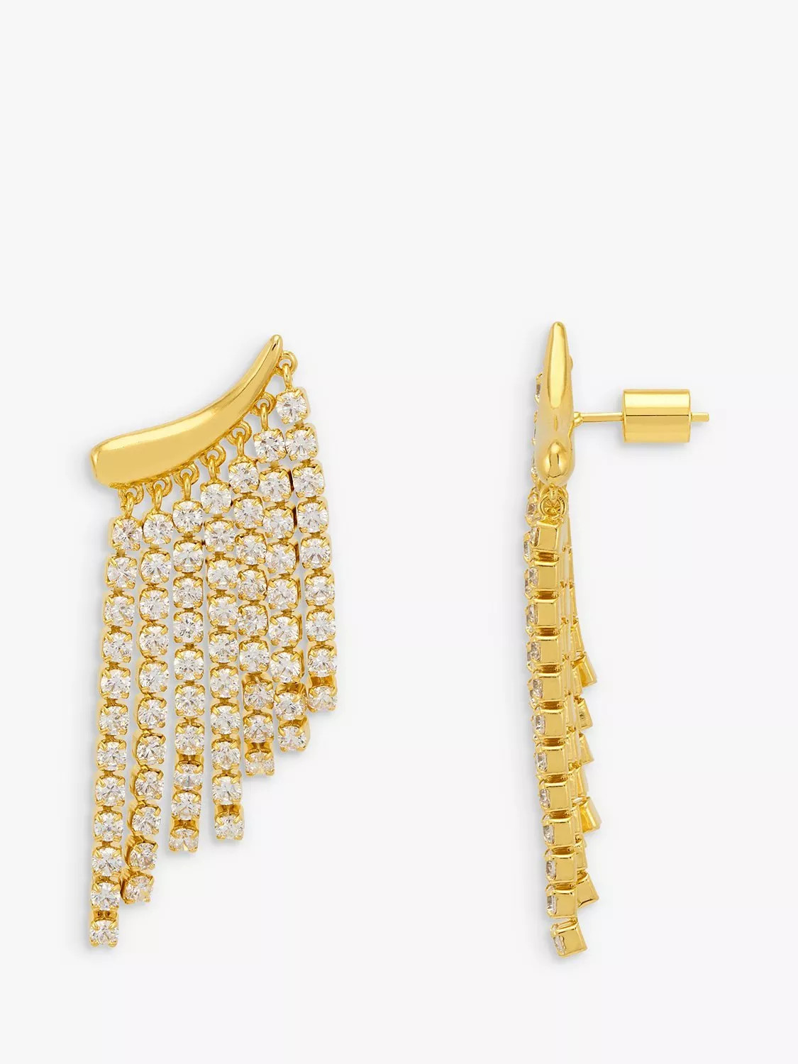 Estella Bartlett Cubic Zirconia Tiered Tenis Drop Earrings, Gold | John Lewis (UK)