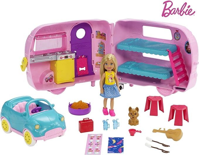 ​Barbie Toys, Camper Playset with Chelsea Doll and Accessories Including Puppy, Car, Camper and... | Amazon (US)