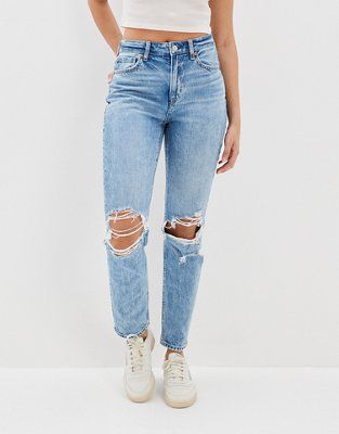 AE Strigid Ripped Mom Jean | American Eagle Outfitters (US & CA)