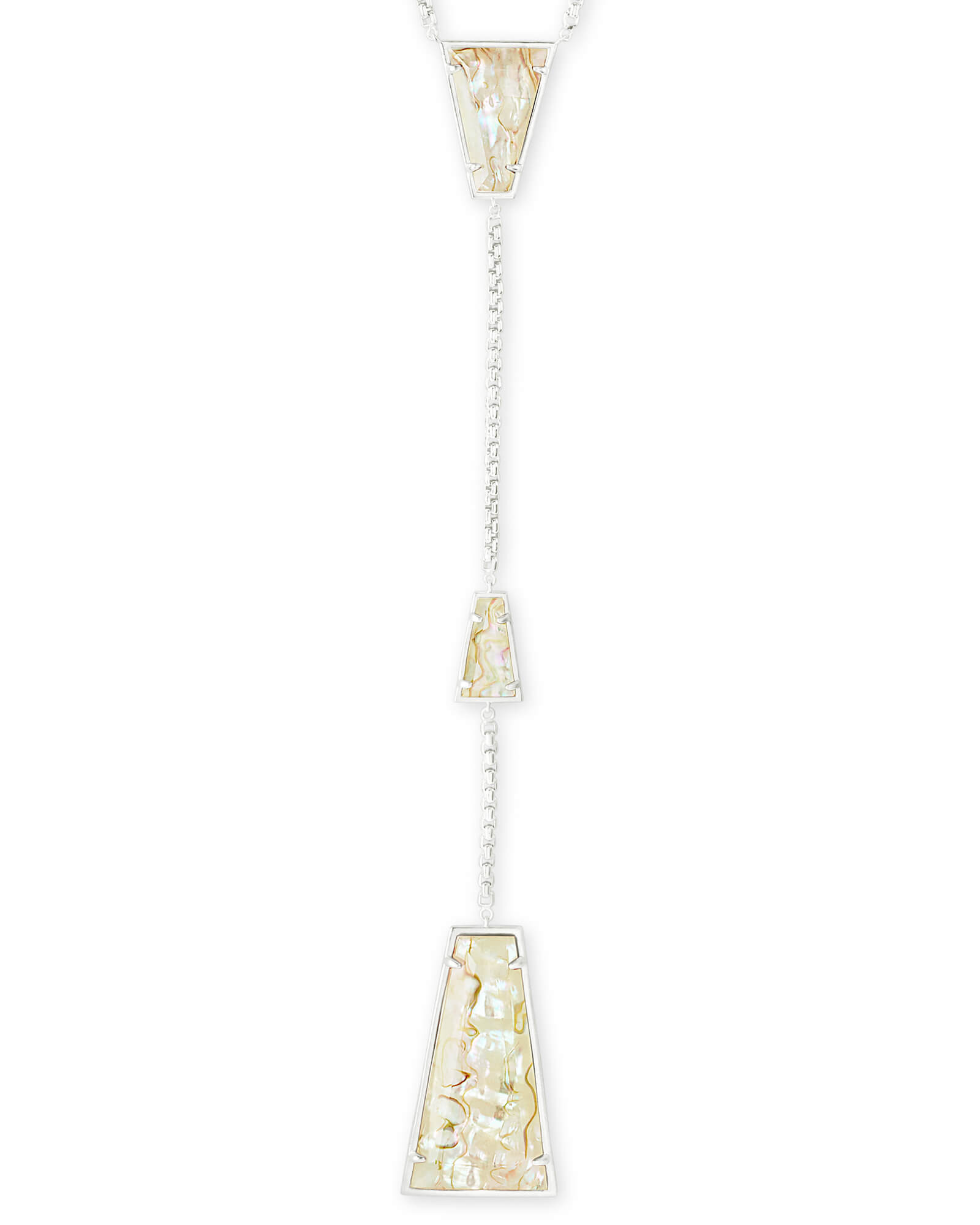 Collins Bright Silver Y Necklace in White Abalone | Kendra Scott