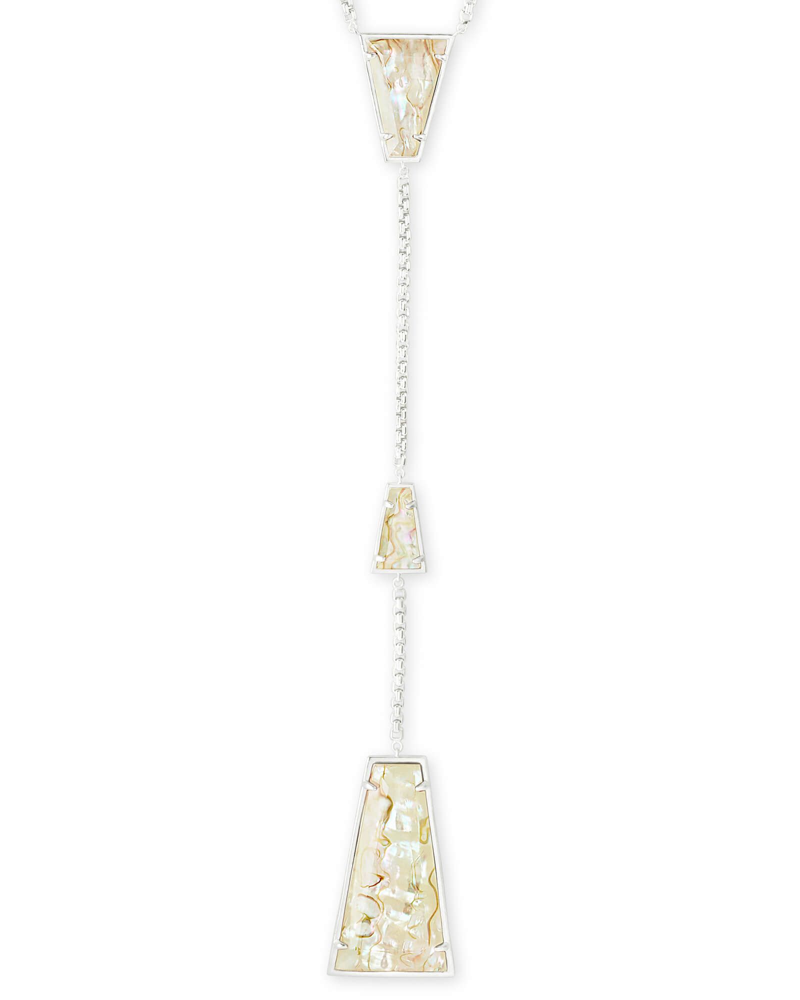Collins Bright Silver Y Necklace in White Abalone | Kendra Scott
