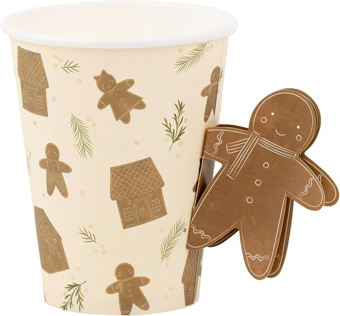 My Mind's Eye Whimsy Gingerbread Handled Paper Cups – 8 Pack – 12oz Disposable Holiday Cups w... | Amazon (US)
