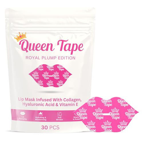 Queen Hydrating & Moisturizing Royal Plump Edition - 30 Pieces Collagen Lip Mask Anti-Wrinkle, Anti-Aging, Firms & Hydrates Lips, Pink, Hylauronic Acid, Vitamin E For Royal Lips | Amazon (US)