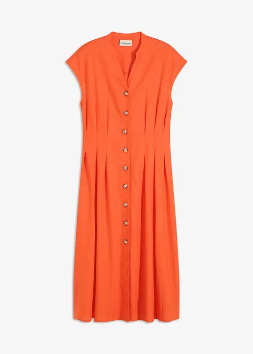 modernes tailliertes Kleid aus luftigem Leinenmix - rot | bonprix | Bonprix DE