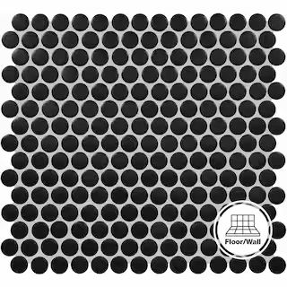 Daltile Restore Black 11 in. x 10 in. Glazed Ceramic Penny Round Mosaic Tile (12.45 sq. ft./Case)... | The Home Depot