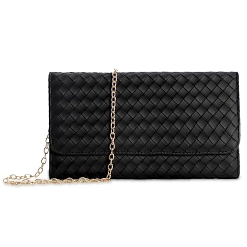 U+U Crossbody Bags for Women, Clutch Purse with Chain & Card Slots (Black) | Amazon (US)