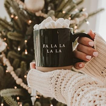 Sweet Water Decor Fa La La Mug Holiday Mug | Green Stoneware Christmas Mug | Microwave & Dishwash... | Amazon (US)