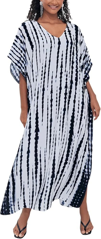 Kaftan for Women Plus Size Bathing Suit Cover up Batwing Dress Loose fit Moroccan Caftan mumu Dre... | Amazon (US)